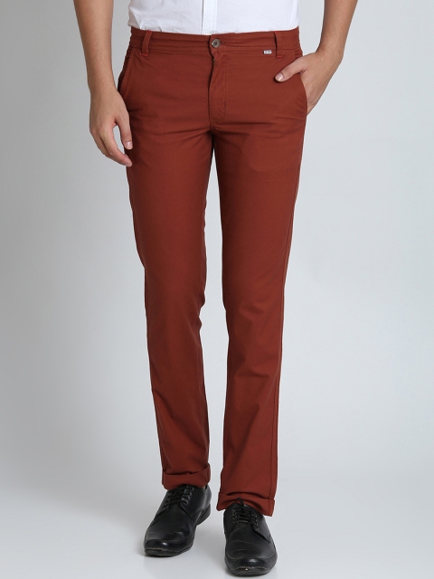 

LA LOFT Men Rust Regular Fit Solid Regular Trousers