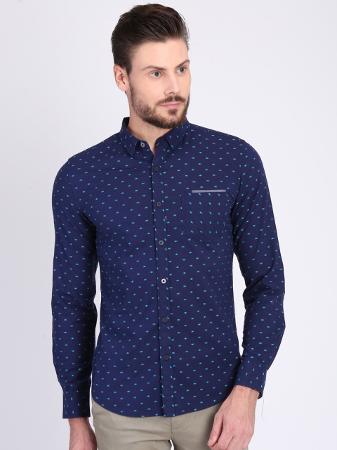 

LA LOFT Men Navy Regular Fit Printed Casual Shirt, Navy blue
