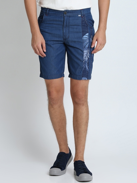 

LA LOFT Men Blue Printed Regular Fit Denim Shorts