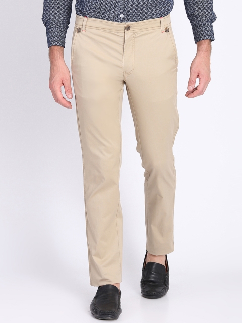 

LA LOFT Men Nude-Coloured Regular Fit Solid Regular Trousers