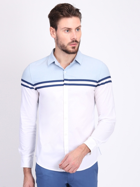 

LA LOFT Men White Regular Fit Colourblocked Casual Shirt