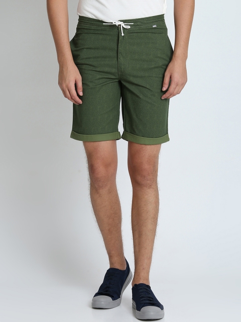 

LA LOFT Men Olive Green Solid Regular Fit Regular Shorts