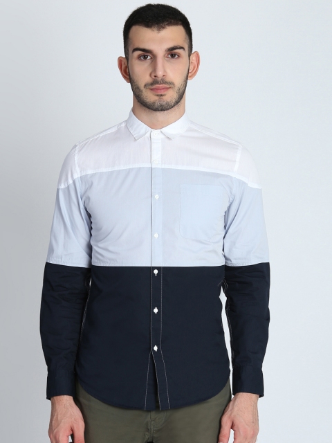 

LA LOFT Men White Regular Fit Colourblocked Casual Shirt