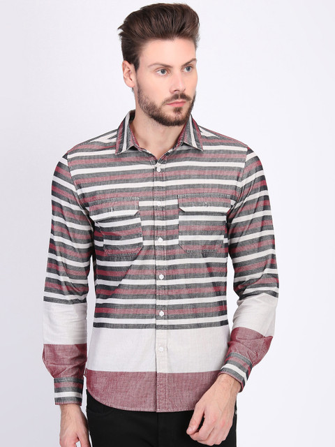 

LA LOFT Men Multicoloured Regular Fit Striped Casual Shirt, Multi