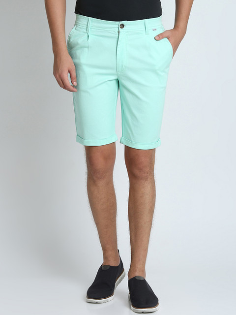 

LA LOFT Men Sea Green Solid Regular Fit Regular Shorts