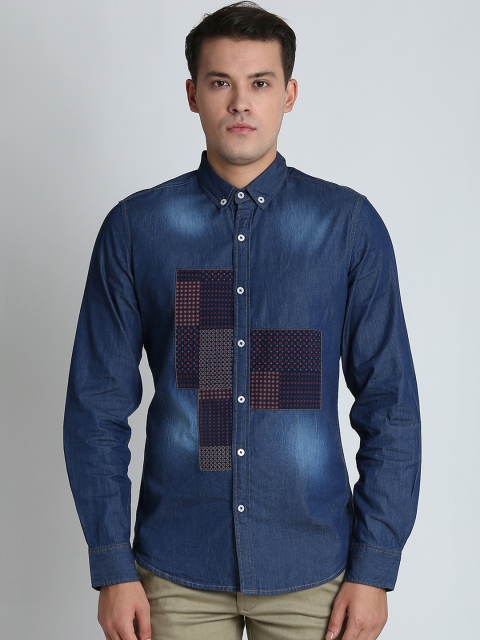 

LA LOFT Men Navy Blue Regular Fit Faded Casual Shirt