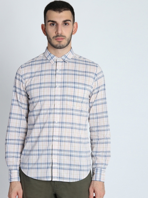 

LA LOFT Men Off-White Regular Fit Checked Casual Shirt