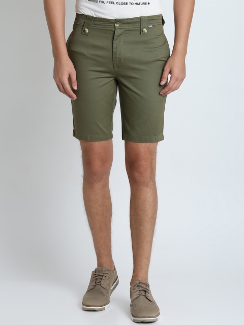 

LA LOFT Men Olive Green Solid Regular Fit Regular Shorts