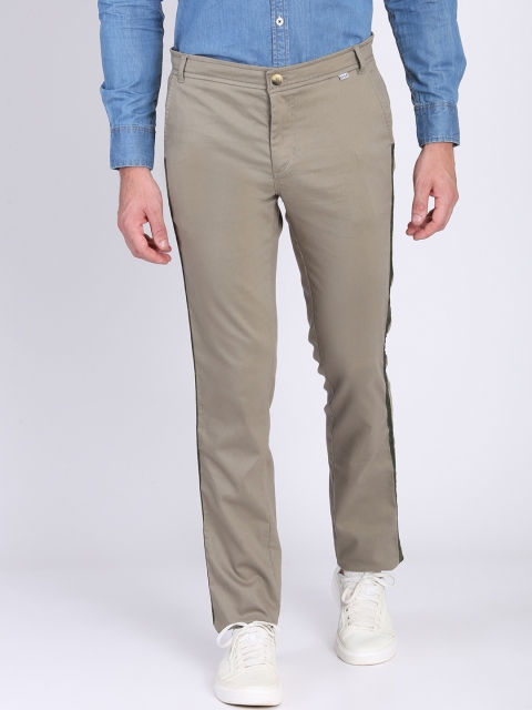 

LA LOFT Men Green & Grey Regular Fit Solid Regular Trousers