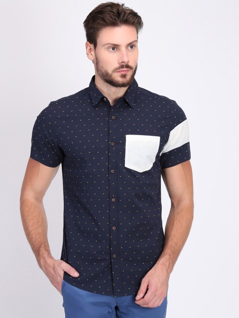 

LA LOFT Men Navy Blue Regular Fit Printed Casual Shirt