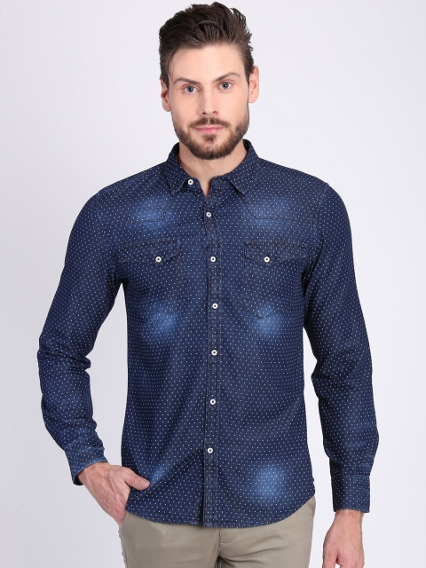 

LA LOFT Men Navy Blue Regular Fit Printed Casual Shirt