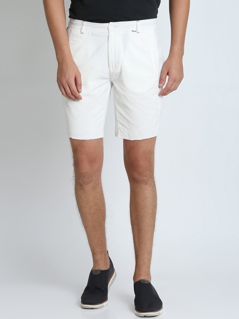 

LA LOFT Men Off-White Solid Regular Fit Regular Shorts