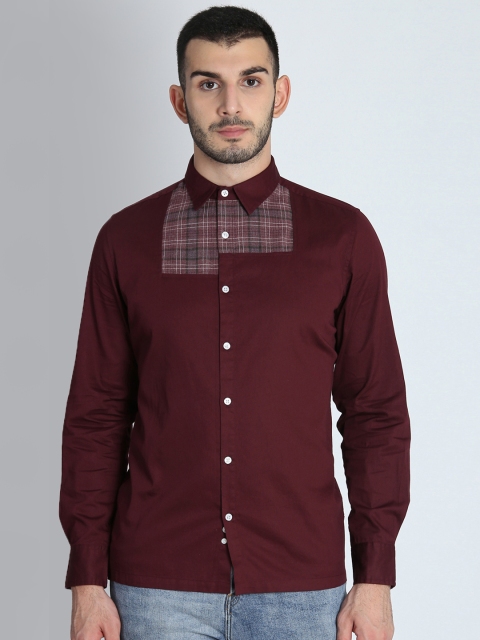 

LA LOFT Men Maroon Regular Fit Checked Casual Shirt