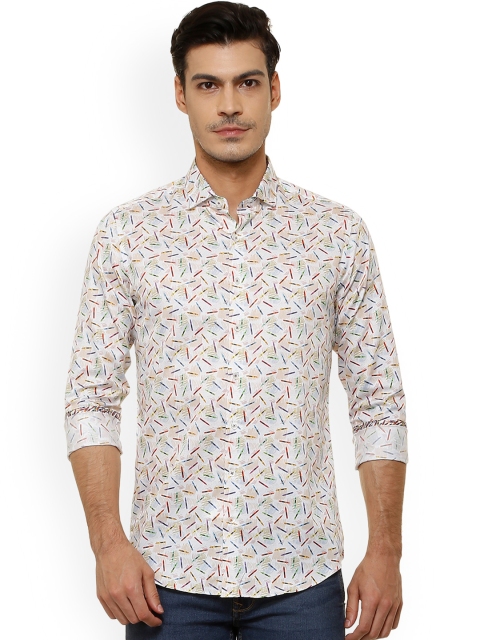 

SIMON CARTER LONDON Men Beige Slim Fit Printed Casual Shirt