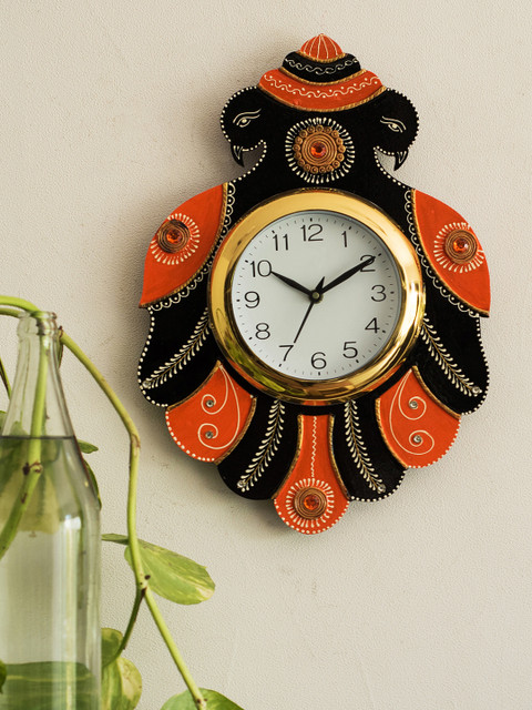

eCraftIndia Multicoloured Handcrafted Abstract Shaped Embellished Analogue Wall Clock, Multi
