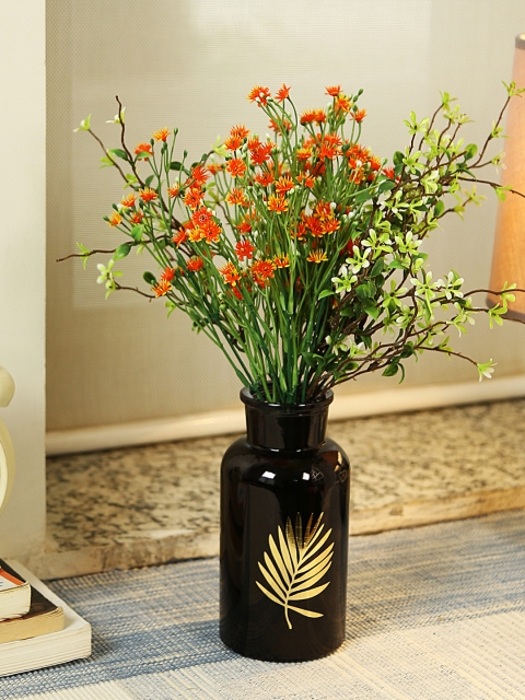 

Aapno Rajasthan Black Printed Glass Flower Vase