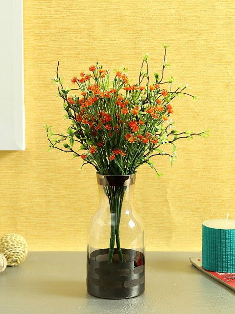 

Aapno Rajasthan Black & Transparent Glass Flower Vase