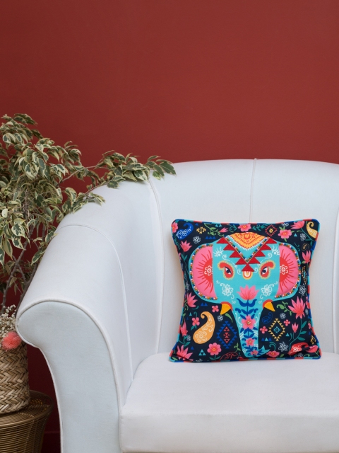 

Chumbak Black Ethnic Motifs Single Square Cushion Cover