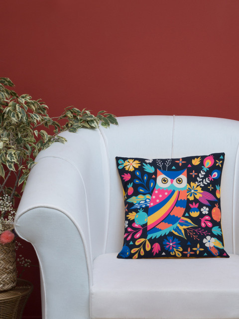 

Chumbak Black Single Abstract Square Cushion Cover