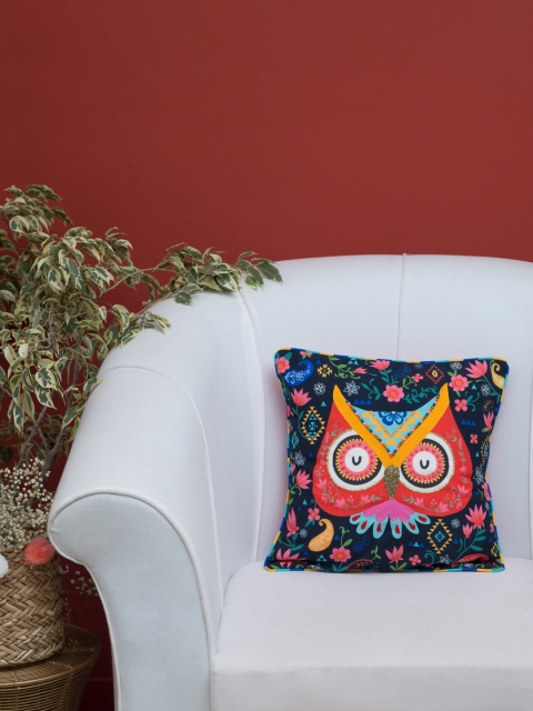 

Chumbak Black Ethnic Motifs Square Cushion Cover