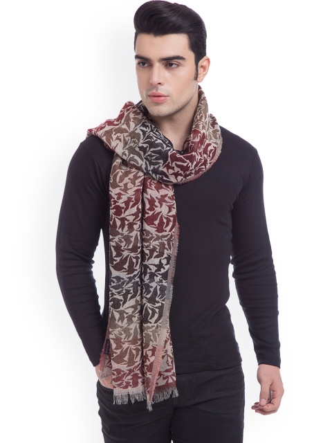 

SHINGORA Men Grey & Maroon Printed Muffler