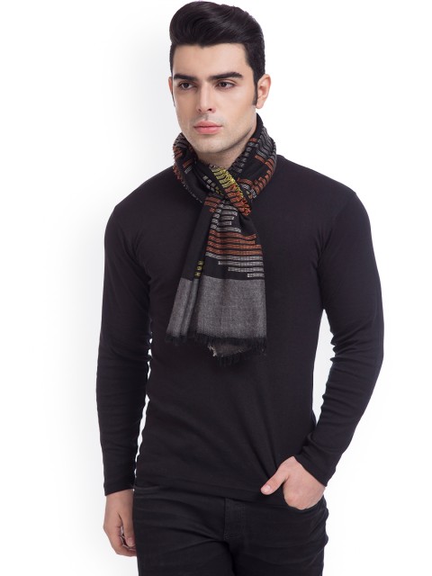

SHINGORA Men Black Striped Muffler