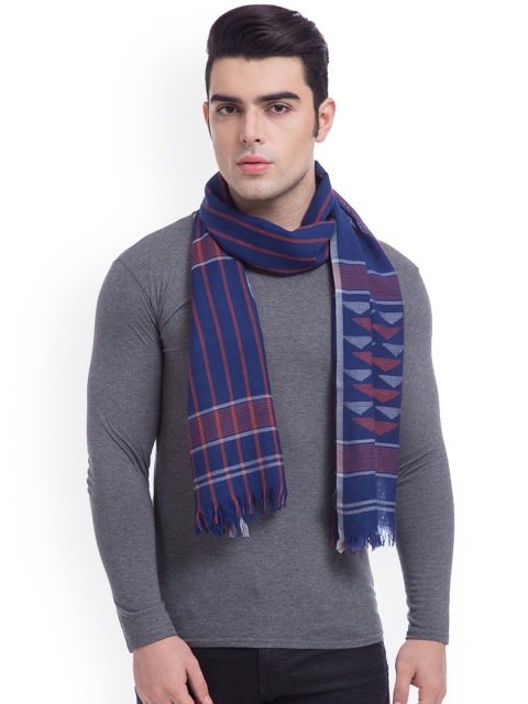 

SHINGORA Men Navy Blue Striped Muffler