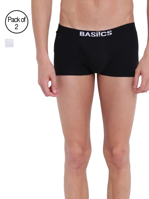 

BASIICS by La Intimo Men Pack of 2 Black & White Trunks BCSTR04B0250