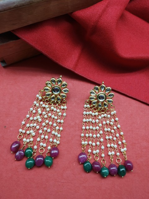 

Fida Gold-Toned Floral Drop Earrings