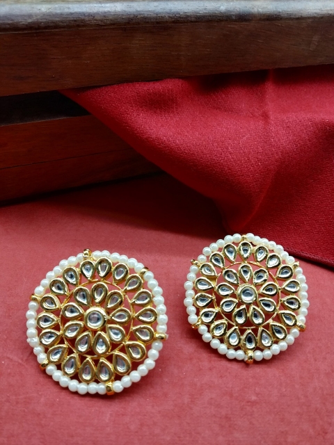 

Fida Gold-Toned & White Circular Oversized Studs