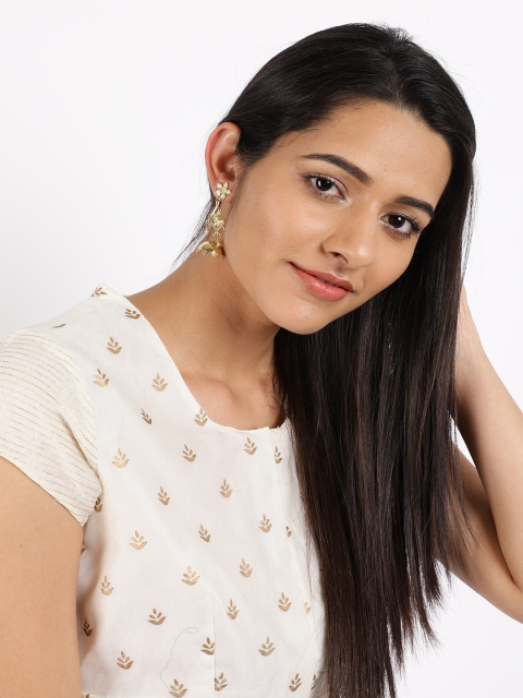 

Fida Gold-Toned Dome Shaped Drop Earrings