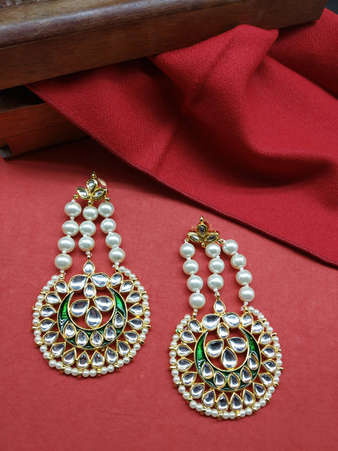 

Fida Gold-Toned & White Enamelled Circular Chandbalis