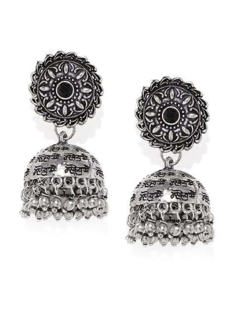

Fida Silver-Toned Dome Shaped Jhumkas