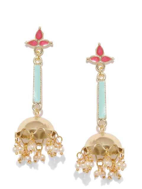 

Fida Gold-Toned Enamelled Dome Shaped Drop Earrings