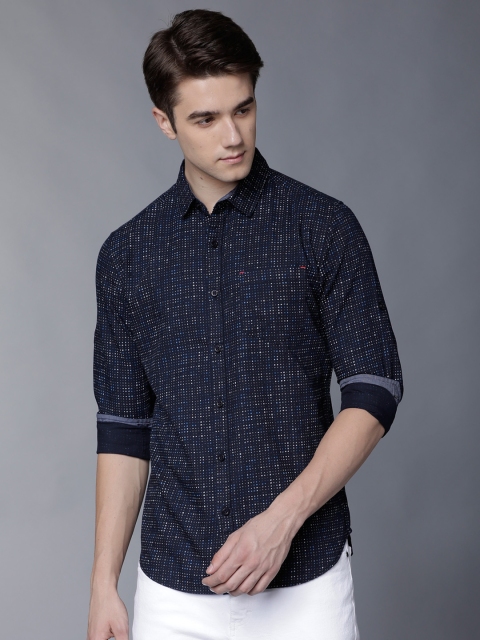 

LOCOMOTIVE Men Navy Blue Slim Fit Printed Casual Shirt