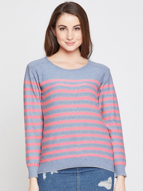 

Marie Claire Women Grey & Pink Striped Pullover