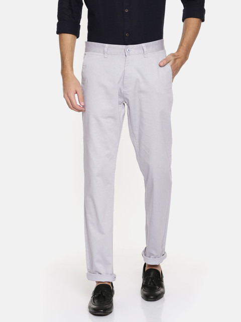

British Club Men Grey Slim Fit Printed Chinos