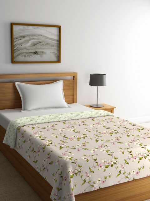 

Portico New York Taupe & Green Floral AC Room 120 GSM Single Bed Comforter