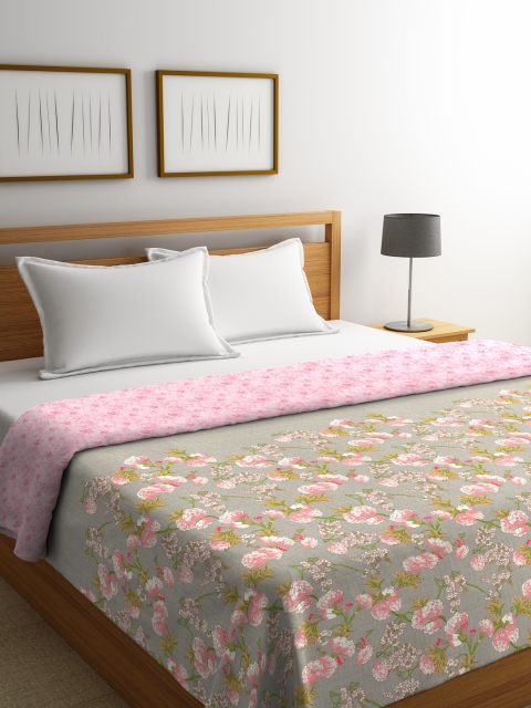 

Portico New York Grey & Pink Floral AC Room 120 GSM Double Bed Comforter