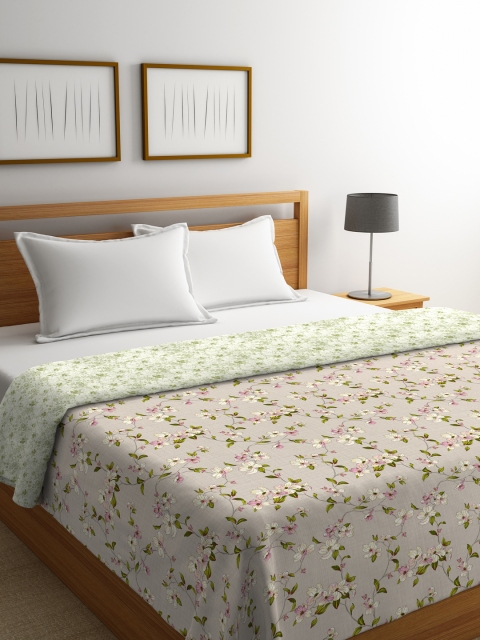 

Portico New York Taupe & Green Floral AC Room 120 GSM Double Bed Comforter