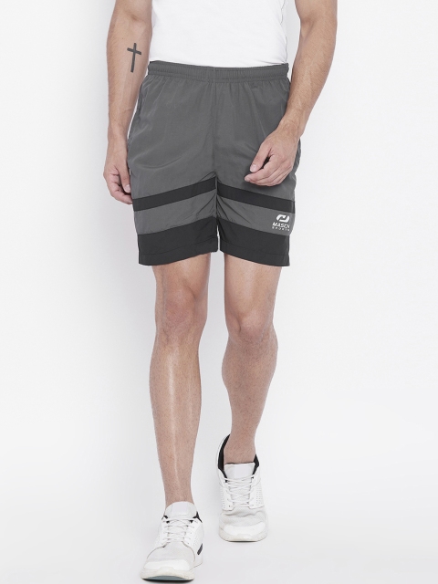 

Masch Sports Men Grey Striped Regular Fit Sports Shorts