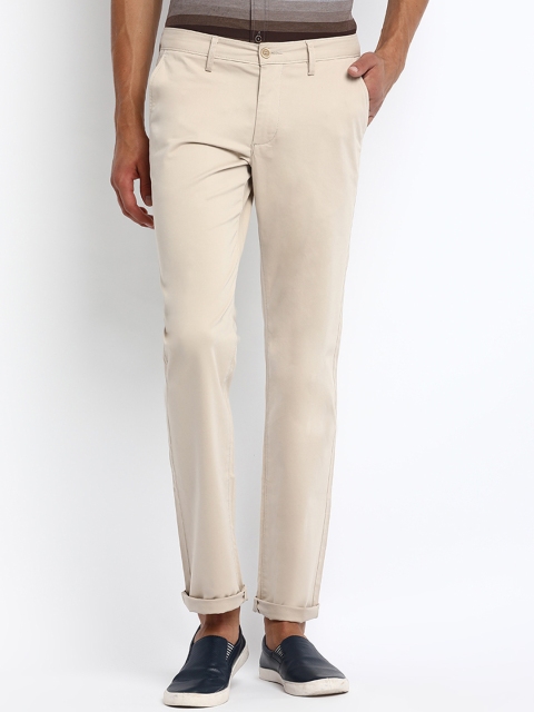 

Basics Men Beige Slim Fit Solid Chinos
