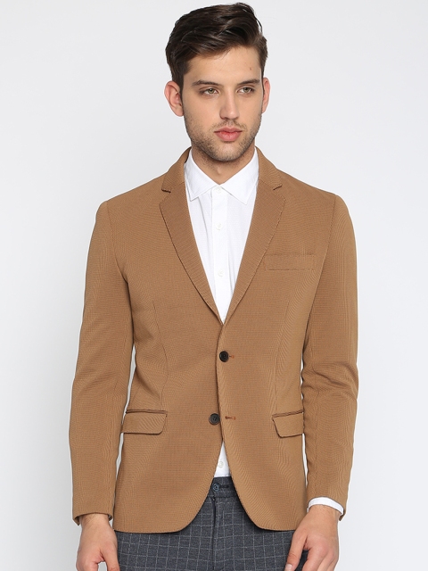 

Basics Men Brown Solid Single-Breasted Blazer