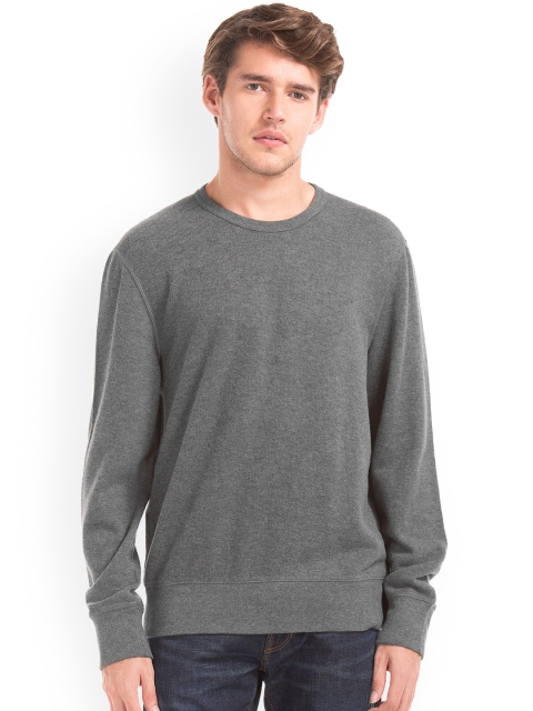 

GAP Men Grey Ribbed Long Sleeve Tee