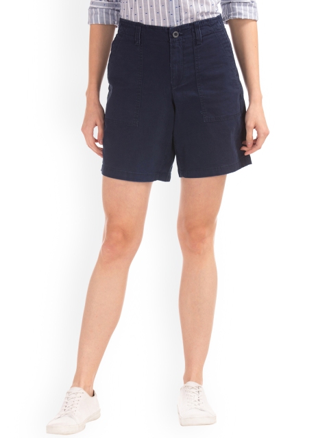 

GAP Women Blue Girlfriend Rolled Utility Shorts