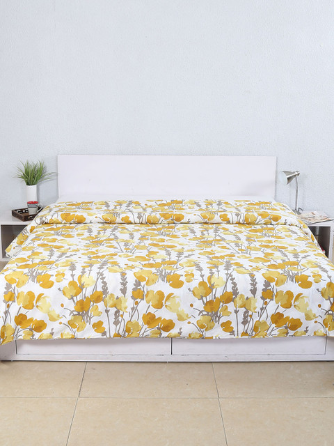 

House This Mustard Yellow & Grey Printed Double Bed Duvet Cover