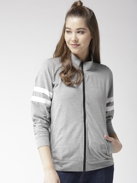 

Hubberholme Women Grey Melange Solid Hooded Sweatshirt
