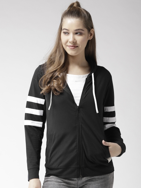 

Hubberholme Women Black Solid Hooded Sweatshirt