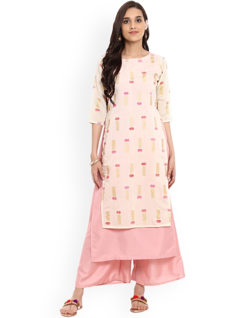 

ZIYAA Women Pink Printed Straight Kurta