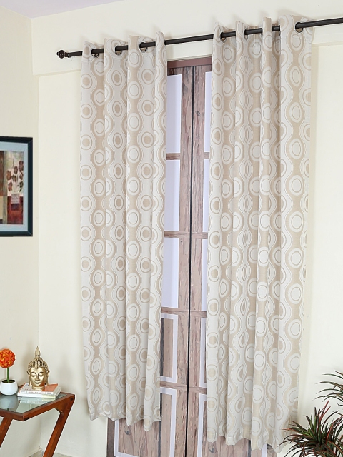 

RANGRAGE Gold-Toned & White Room Darkening Door Curtain